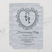 Dekoratives Herzund Schlüsselhousewarming-Party Einladung (Vorne/Hinten)