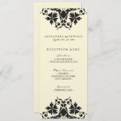 Dekoratives Hochzeitsmenü der Briefmarke (schwarz) Menükarte (Vorne/Hinten)