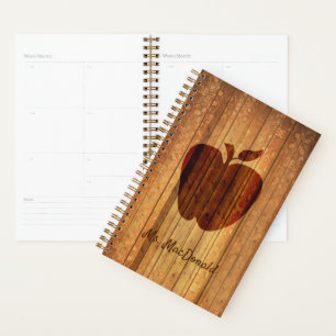 Dekoratives Holz mit Apfellehrern Tagesplaner Planer