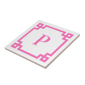 Dekoratives Hot-Pink-Monogramm der griechischen Ta Fliese (Seite)