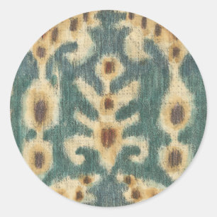 Dekoratives Ikat Fabric Design von Chariklia Zarri Runder Aufkleber