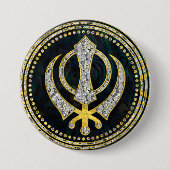 Dekoratives Khanda Symbol mit Edelsteinen u. Gold Button (Vorderseite)