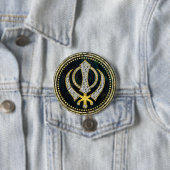 Dekoratives Khanda Symbol mit Edelsteinen u. Gold Button (Beispiel)