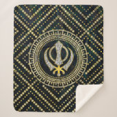 Dekoratives Khanda Symbol mit Edelsteinen u. Gold Sherpadecke (Vorderseite)
