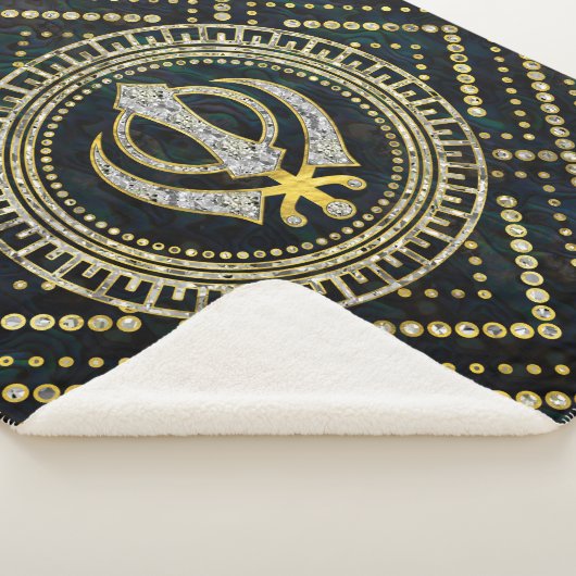 Dekoratives Khanda Symbol mit Edelsteinen u. Gold Sherpadecke (3/4)