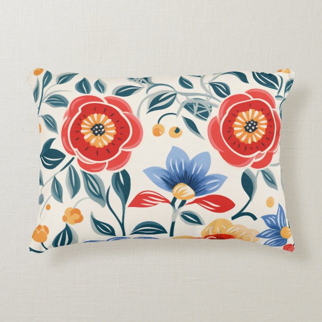 Dekoratives Kissen mit einem lebendigen Blumendesi (Vorderseite)