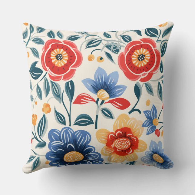 Dekoratives Kissen mit lebendigem Blumendesign (Rückseite)