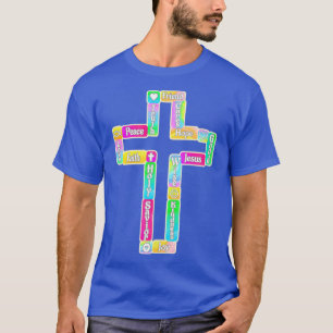 Dekoratives Kreuz mit Christlichen Worten T-Shirt