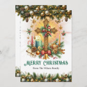 Dekoratives Kreuz mit Gold und Grün, Weihnachten (Vorne/Hinten)