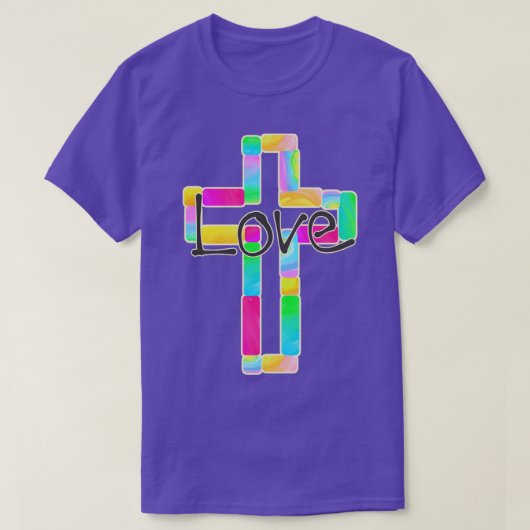 Dekoratives Kreuz mit Liebe T-Shirt (Design vorne)