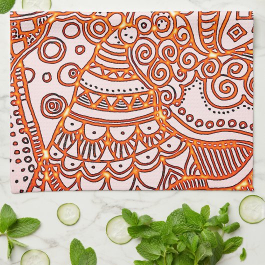 Dekoratives Kritzelmuster Geschirrtuch (Gefaltet)