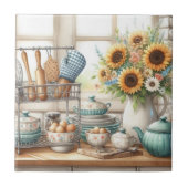 Dekoratives Küchengeschoss mit Sonnenblumen Fliese (Vorderseite)