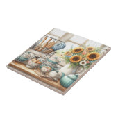 Dekoratives Küchengeschoss mit Sonnenblumen Fliese (Seite)