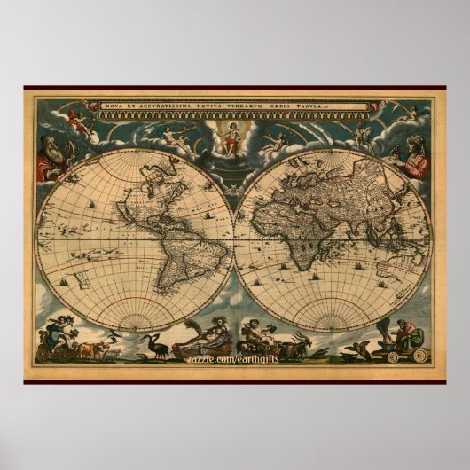 Dekoratives Künstlerisches Altes World Map Poster (Vorne)