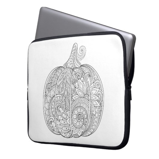 Dekoratives Kürbis-Gekritzel Laptopschutzhülle (Vorderseite Links)