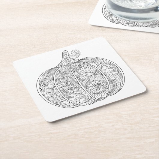 Dekoratives Kürbis-Gekritzel Rechteckiger Pappuntersetzer (angewinkelt)