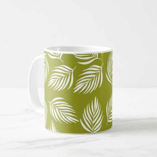 Dekoratives Limettengrün-Blattmuster Kaffeetasse (Vorderseite Links)