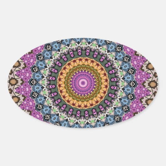 Dekoratives Mandala Ovaler Aufkleber (Vorderseite)