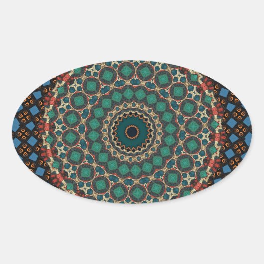 Dekoratives Mandala Ovaler Aufkleber (Vorderseite)
