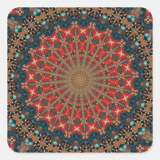 Dekoratives Mandala Quadratischer Aufkleber (Vorderseite)