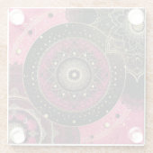 Dekoratives Mandala Rosa und Schwarz  Glasuntersetzer (Rückseite)