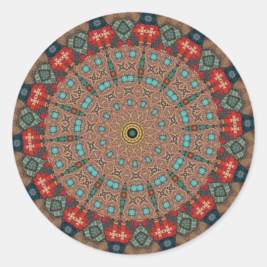 Dekoratives Mandala Runder Aufkleber (Vorderseite)