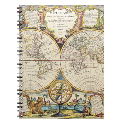 Dekoratives Mappe Monde Globe-Notebook Notizblock (Vorderseite)