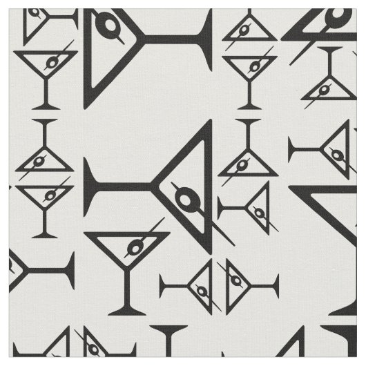 Dekoratives Martini-Glasmuster Vintag Martinis Stoff (Nahaufnahme)