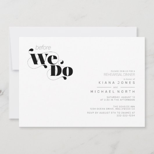 Dekoratives Modernes Hochzeitessen mit Probe ID887 (Vorderseite)