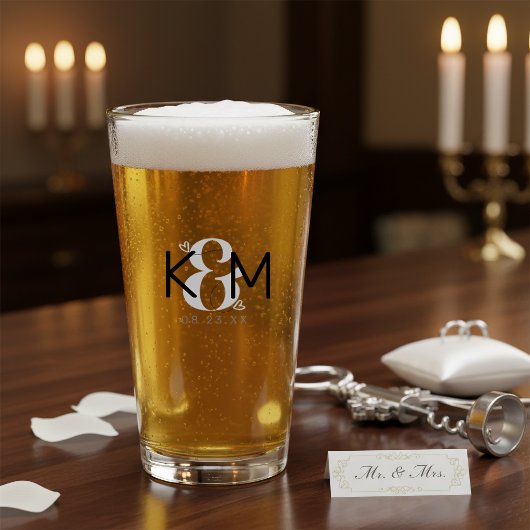 Dekoratives modernes Hochzeitsmonogramm ID887 Glas