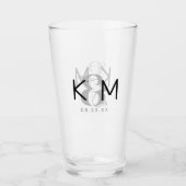 Dekoratives modernes Hochzeitsmonogramm ID887 Glas (Vorderseite)