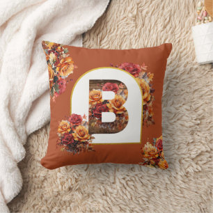 Dekoratives MONOGRAMM ( JEDE BUCHSTABE ) Herbstblu Kissen