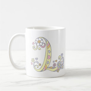 Dekoratives Monogramm L Herzen und Blumen-Tasse Kaffeetasse