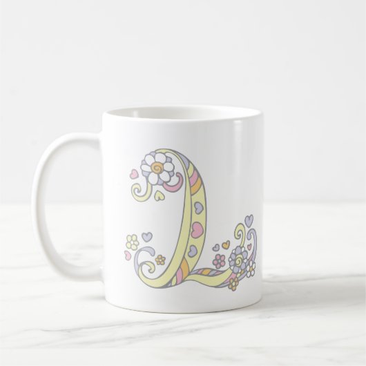Dekoratives Monogramm L Herzen und Blumen-Tasse Kaffeetasse (Links)