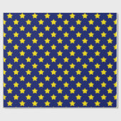 Dekoratives Muster aus blaugelben Sternen Geschenkpapier (Flach)