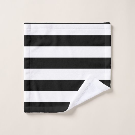 Dekoratives Muster aus schwarz-weiß Streifen Badhandtuch Set (Waschlappen)
