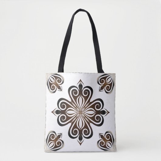 Dekoratives Muster brauner Barockmotive mit Flo Tasche (Vorderseite)