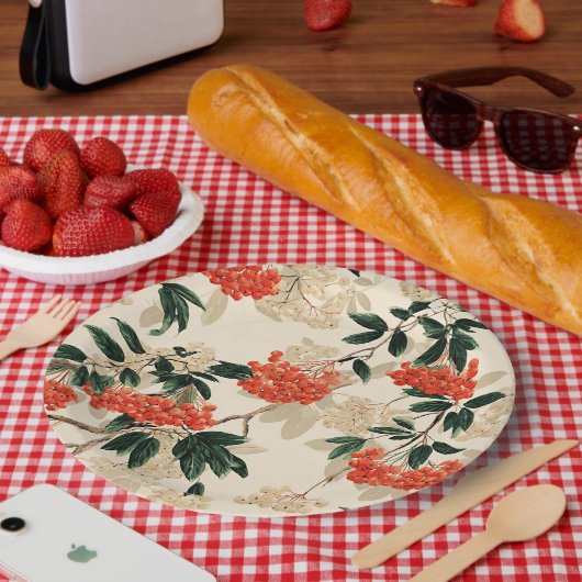 Dekoratives Muster der Berry Floral Pappteller (Picknick)