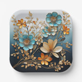 Dekoratives Muster der Porzellan-Blume Pappteller (Vorderseite)