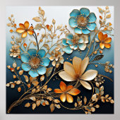 Dekoratives Muster der Porzellan-Blume Poster (Vorne)