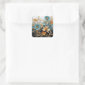 Dekoratives Muster der Porzellan-Blume Quadratischer Aufkleber (Tasche)