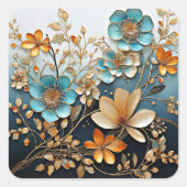 Dekoratives Muster der Porzellan-Blume Quadratischer Aufkleber (Vorderseite)