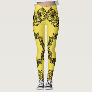 Dekoratives Muster für Gelbe Frauen Leggings