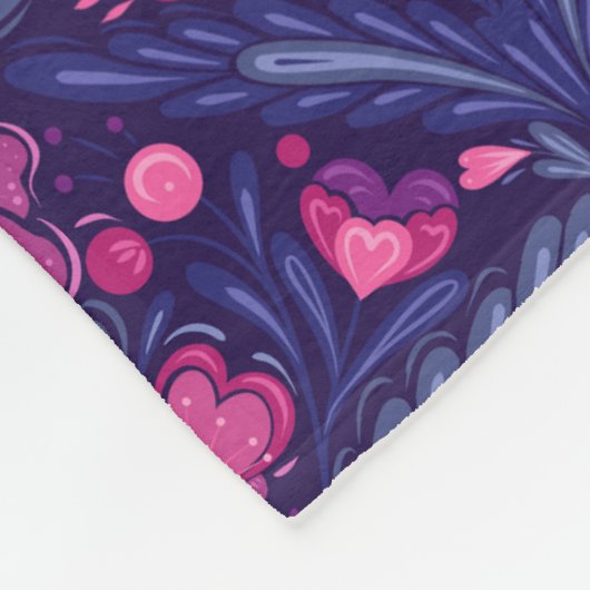 Dekoratives Muster mit Herzen Fleecedecke (Ecke)