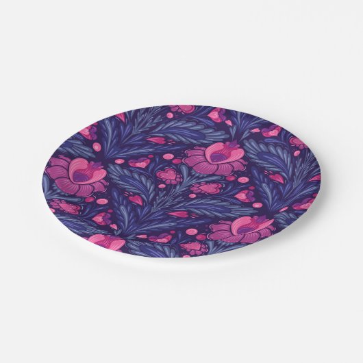 Dekoratives Muster mit Herzen Pappteller (Schrägansicht)