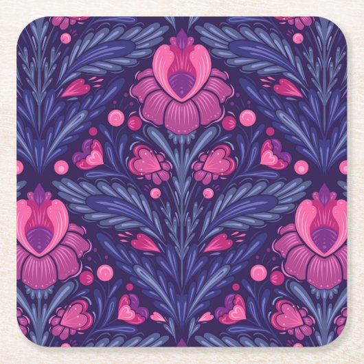 Dekoratives Muster mit Herzen Rechteckiger Pappuntersetzer (Vorderseite)