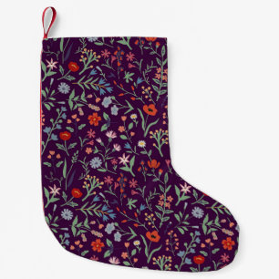 Dekoratives, nahtloses Blumenmuster. Kleiner Weihnachtsstrumpf