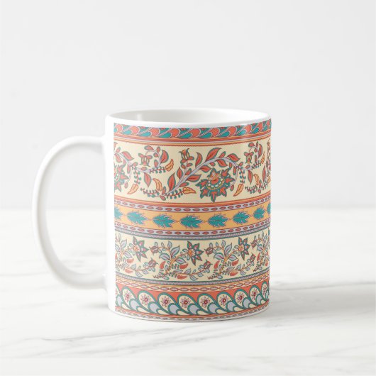 Dekoratives, nahtloses Grenzmuster mit Blume Kaffeetasse (Links)