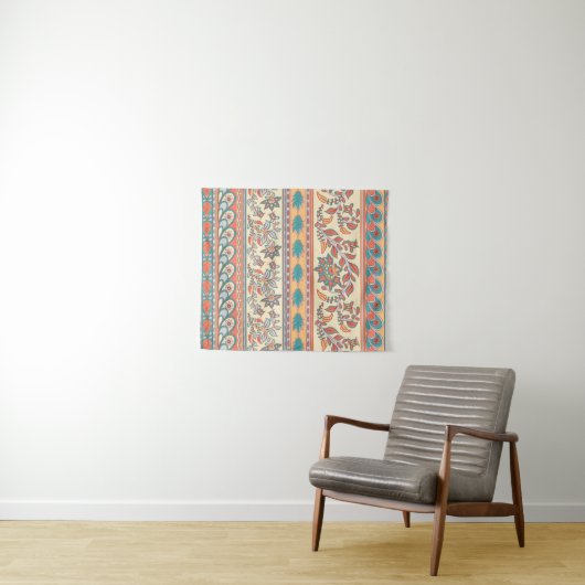 Dekoratives, nahtloses Grenzmuster mit Blume Wandteppich (Beispiel (Horizontal))