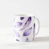 Dekoratives, nahtloses Muster mit Federn. Waterco Kaffeetasse (VorderseiteRechts)